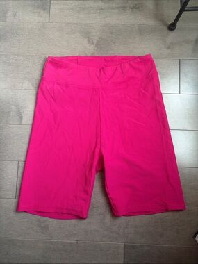 Dynamite Ribbed High-Waist Bike Shorts - Hot Pink